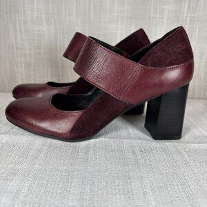 Born Women's 8M Burgundy Leather Mary Janes Pumps Heels